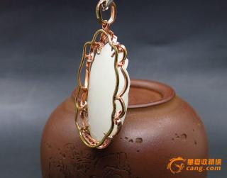 和田玉镶嵌观音18k 5.8克
