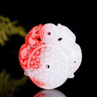 和田红玉招财貔貅吊坠彩玉必定有钱挂件毛衣链 出入保平安符车挂