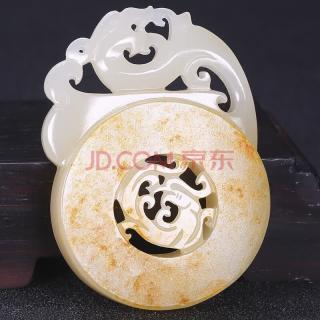 玉雕名家钱程程作品 和田玉龙凤呈祥挂件45.213克