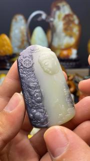 新疆和田玉青花白肉佛魔一念