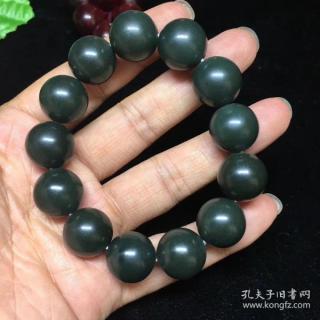 和田玉青玉圆珠精品手串