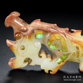 旧藏战汉和田玉镶嵌松石虎符一对