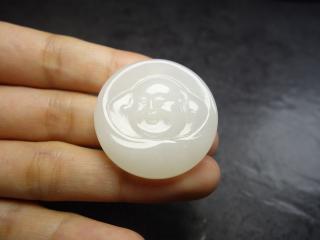 精品新疆和田玉白玉女款弥勒佛笑佛佛公玉坠吊坠项链饰品挂件